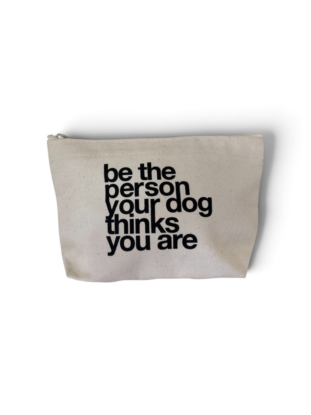 Dogeared // Canvas Zipper Pouch in Cream with Black Text